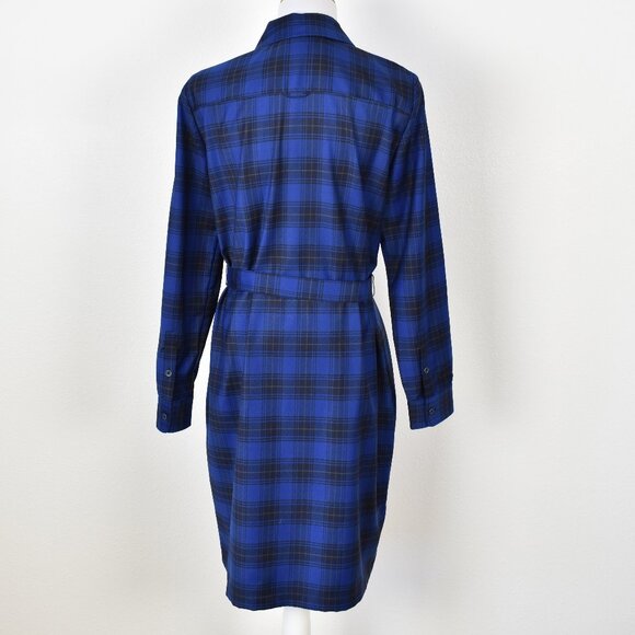Brooks Brothers Plaid Wool Belted Shirt Dress - 10 - Picture 5 of 9